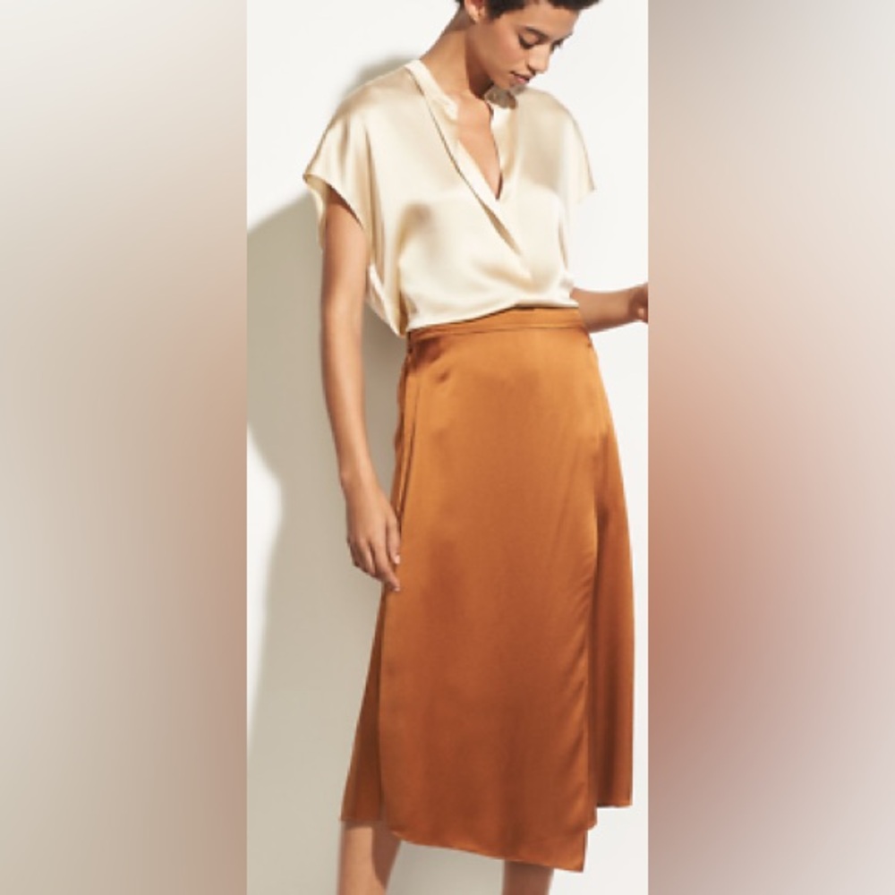 Vince silk drape skirt in copper XS